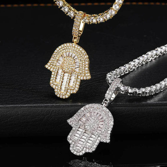 Zircon Small Palm Pendant Necklace