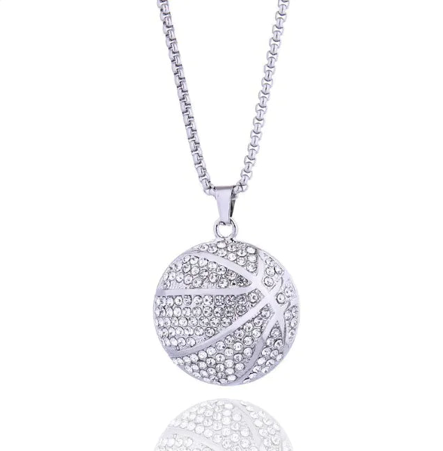 Diamond Basketball Pendant Necklace
