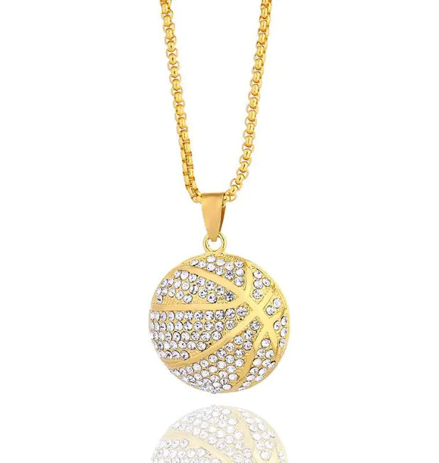 Diamond Basketball Pendant Necklace